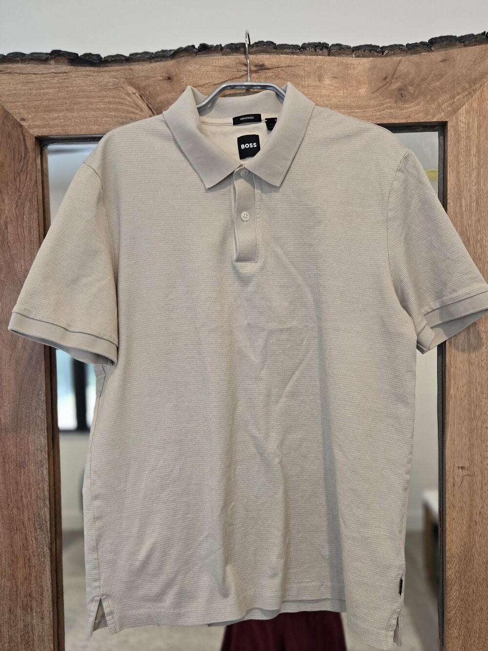Hugo Boss Men’s Mercerised Polo Shirt Beige Cream Size Large